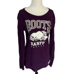 𝅺roots Canada BANFF Burgundy Long Sleeve T-Shirt T-Shirt Size XS
